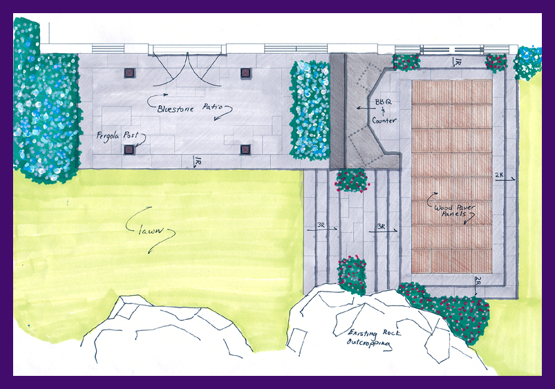 Sketch Plan with BBQ, Terraces & Steps